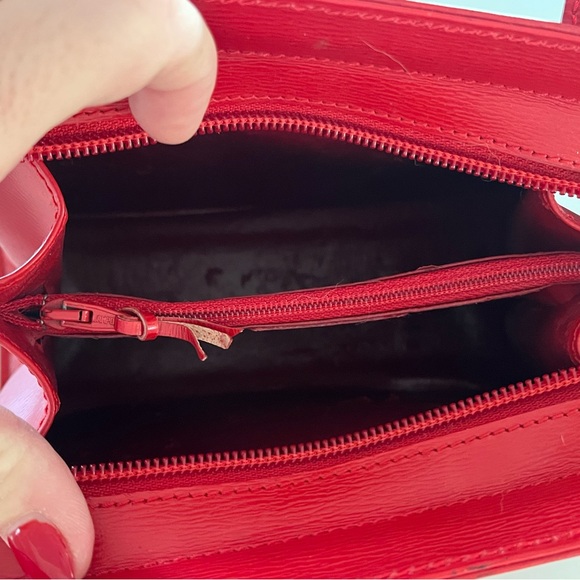 Vintage Christian Dior Red Textured Leather Mini Top Handle Handbag with Gold HW - Picture 8 of 15